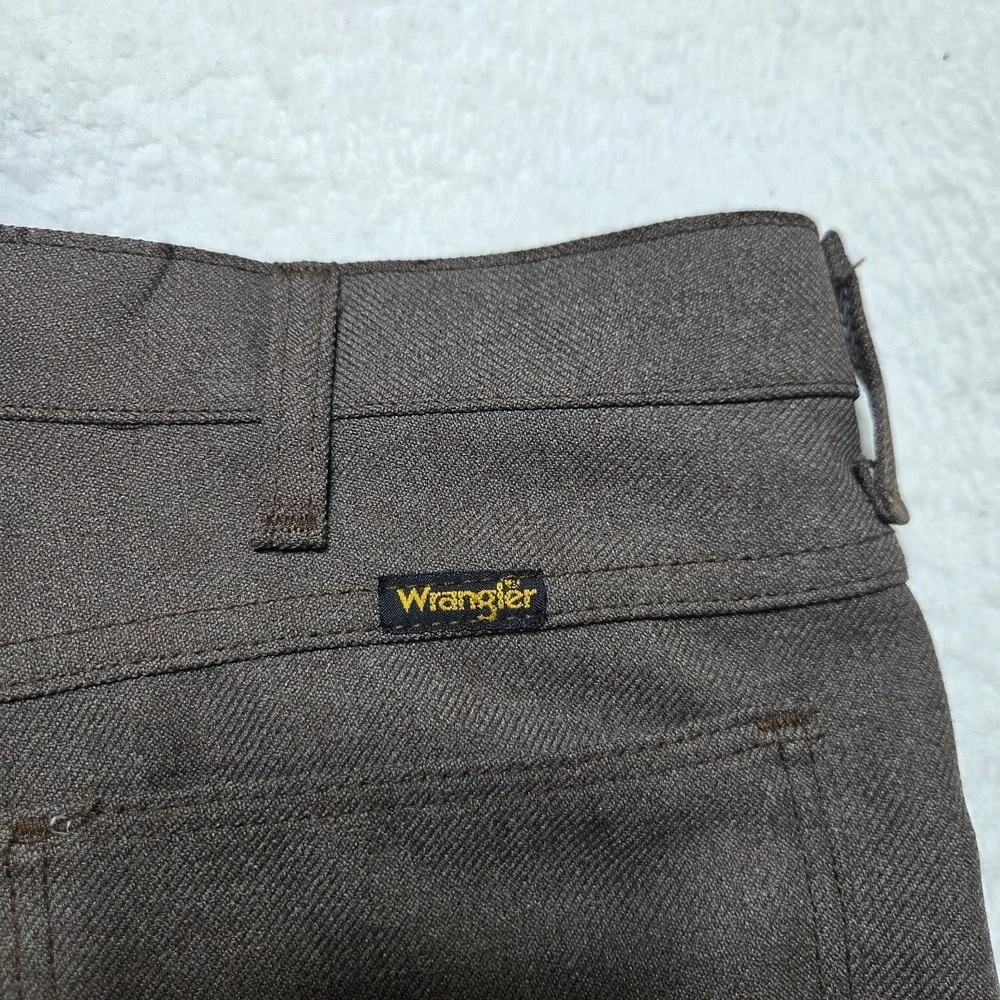 Vintage‎ 70s Wrangler Pants 32x26 USA Made Brown Polyester Leisure Talon 42